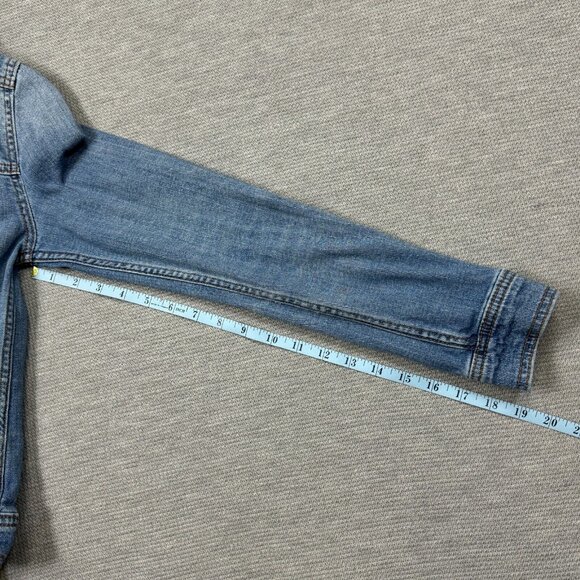 Merona Womens Blue Denim Jean Jacket Button Up Collared Casual 4 Pockets Size XS - Picture 12 of 13